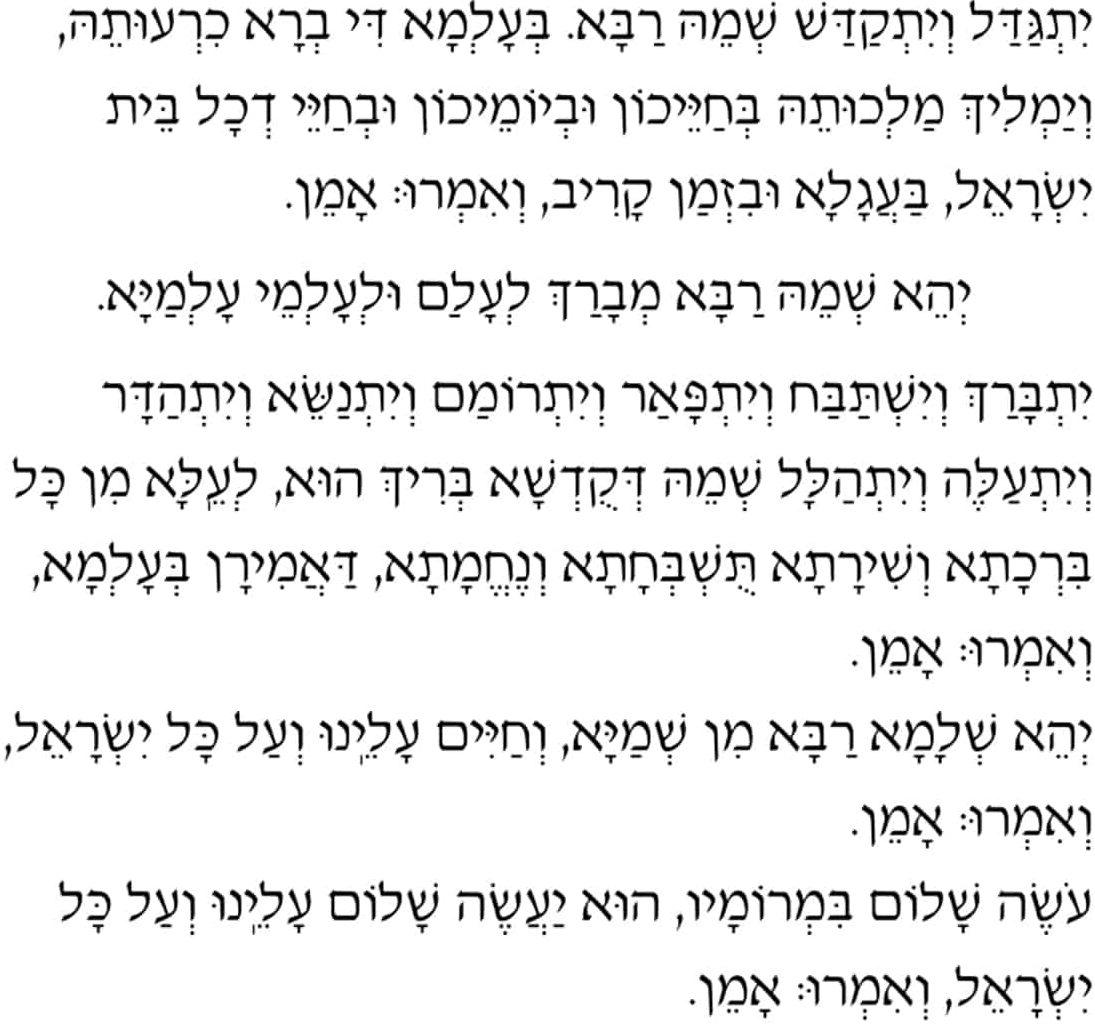 Kaddish-In-Hebrew